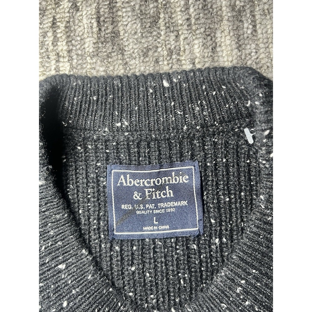Vintage Abercrombie & Fitch Sweater Mens Large Black Wool Speckled Pullover 90s - Picture 5 of 6